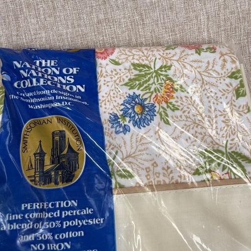 Vintage Fieldcrest Pillowcases Standard Floral Smithsonian Nation of Nations NOS - Picture 2 of 6
