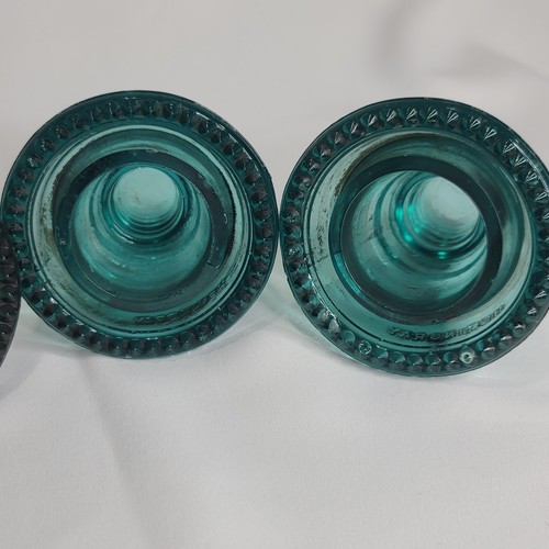 Set of 4 Vintage 1910-1921 Hemingray #40 CD 152 Aqua Blue/Green Glass Insulators - Picture 21 of 23