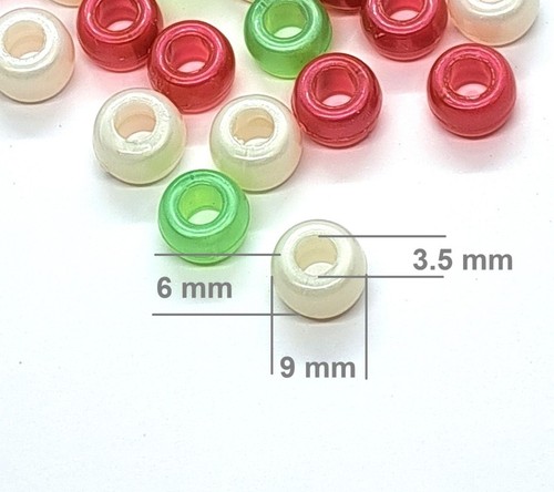 9x6 mm Pearlized Acrylic Pony Beads in various colours  for DIY Jewelley Making - Picture 2 of 13