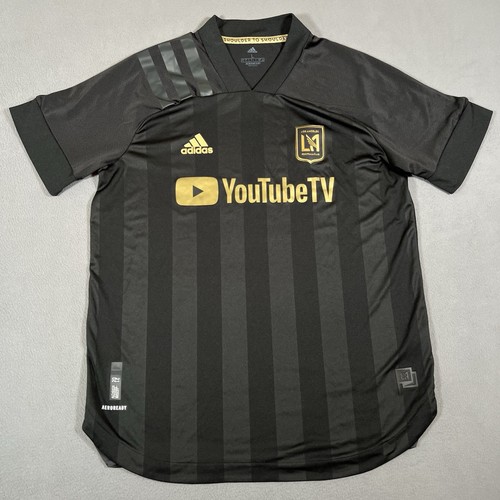 Adidas LA Football Club Soccer Jersey Large Black Gold LAFC Youtube TV FL9602