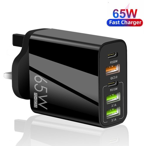 65W Quick Charger UK Plug Fast Wall Charger Power Adapter 5 Port USB-C PD Type C - Picture 10 of 11