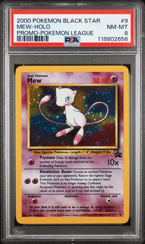 Pokemon 2000 Mew #9 WOTC Black Star Promo Holo PSA 8 NM-MT Fart Swirl