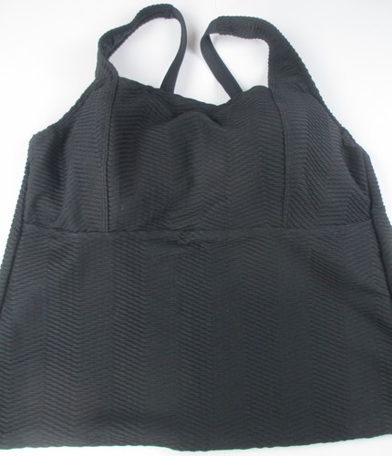 LANDS END Black Texture Square Neck Tankini Swimsuit Top Womens 18W NEW - Picture 12 of 13