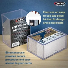 12 BCW Clear Slider Card Boxes Each Hold 100 Regular Baseball Gaming TCG Storage