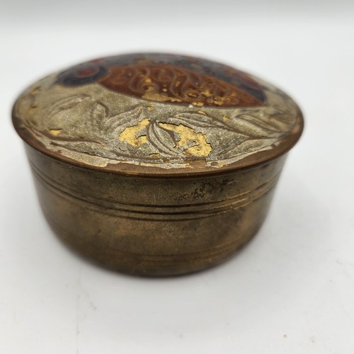 Cloisonné Smaltato Gufo Scatola Portagioie Tonda con Coperchio LEGGI - Foto 7 di 17