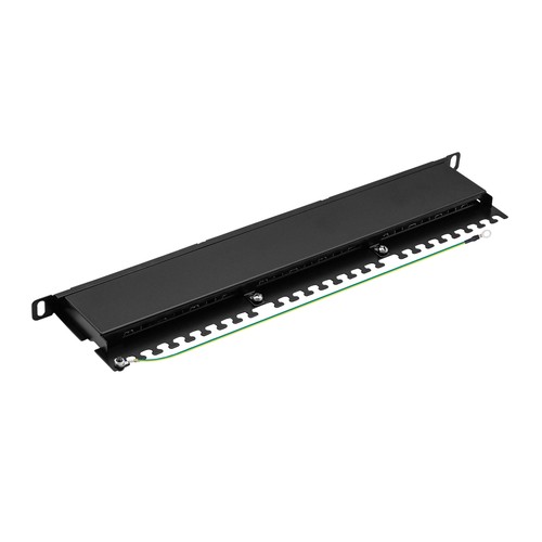 Panneau de brassage patchfeld Cat6A 19 pouces 24 ports 0,5U RJ45 10Go LAN blindé noir - Photo 2/9