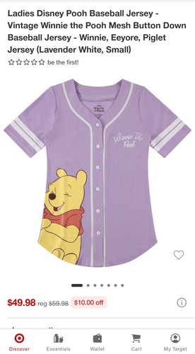 XL tall Disney Winnie the Pooh Purple Baseball Jersey Short Sleeve Button Shirt - Picture 2 of 21