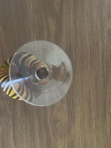 AMICI Brown and Gold Swirl Martini Glass/ITALY - Picture 5 of 5