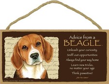 Advice From A BEAGLE Dog Head 5 x 10 Wood SIGN Plaque USA Made