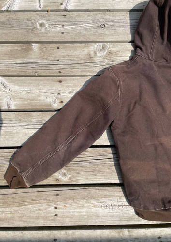 Carhartt giacca vintage uomo piccola regolare marrone scuro J25 DKB made in USA con cappuccio - Foto 11 di 16
