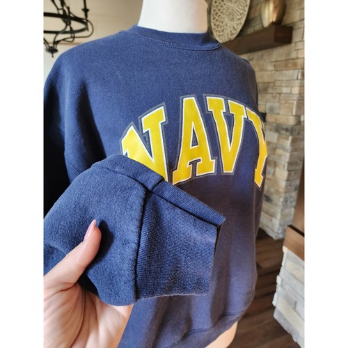 Vintage 90s Navy Crewneck Sweatshirt College Graphic Blue Large Double Sided - Bild 4 von 10