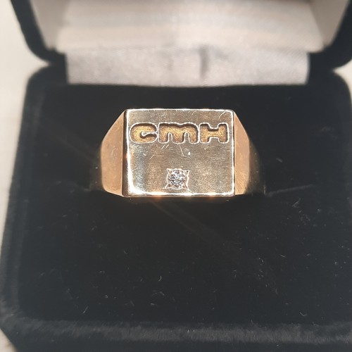 Size 14 10K Gold Mens diamond ring 8.6 grams. Marked cTo O C Tanner.