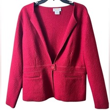 Talbots 100 Wool Red Blazer Size Medium Career Old Money Timeless Holiday