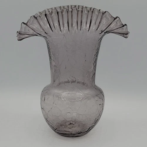 Blenko #390 Lilac Crackle Glass 8” Vase