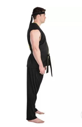 COBRA KAI Karate Niño HALLOWEEN Adulto DISFRAZ Negro Top, Pantalones, Diadema Cinturón NUEVO - Imagen 5 de 5