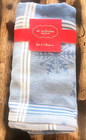 St Nicholas Square Blue Snowflake Woven Cloth Napkins 19" Square Set 4 NEW