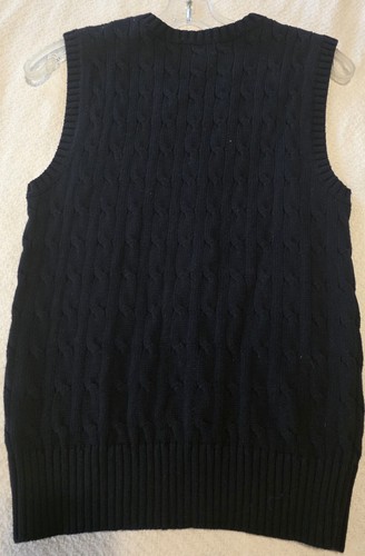 Polo By Ralph Lauren Cable Knit Sweater Vest Boys Medium 10-12 Navy Blue Kids - Picture 2 of 2