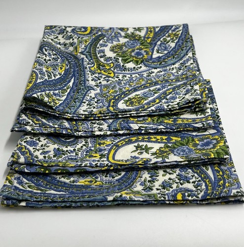 April Cornell Cottage 100 % Baumwolle Servietten 4er Set gelb blau Paisley Blumen - Bild 6 von 8