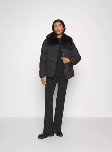 Neu mit Etikett DKNY Damen kurzer Puffer mit abnehmbarem Kunstfellkragen, schwarz, S - Bild 5 von 8
