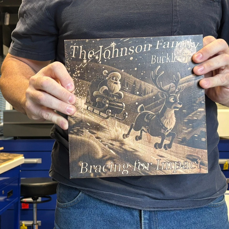 Christmas Laser Engraved 3D Deer Wood Plaque 10x10 Personalized Gift - Image 3 of 4