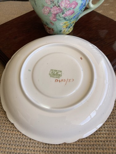 Shelley Melody grün Chintz Blumenmuster Goldrand 4 Unzen Teetasse & Untertasse #13453 * XLNT! - Bild 6 von 7
