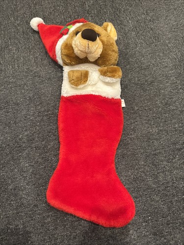 Vintage Smithy Stofftier Teddybär Plüsch Nikolausmütze rot Weihnachten Urlaub Strumpf - Bild 2 von 14