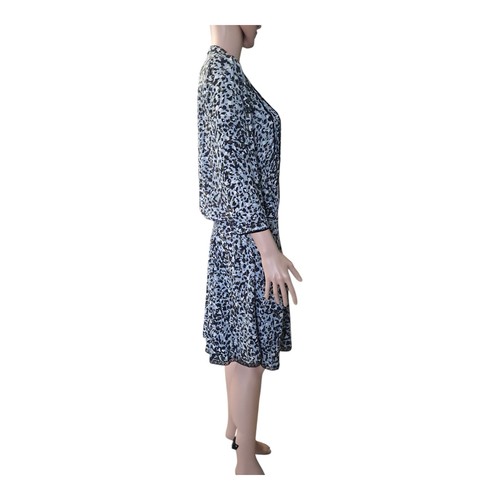 Zadig & Voltaire Knee Length Dress Black Blue Print M 3/4 Sleeve 100% Viscose - Picture 2 of 9