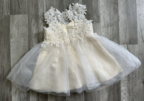 Floral Lace Flower Girl Dress Baby Toddler Size 18 Months? Chest Is 22” No Tag - Picture 2 of 11