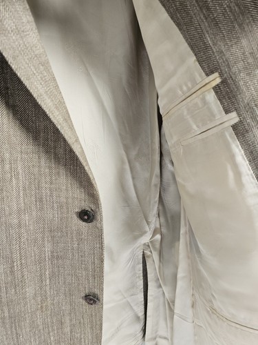 Corneliani Herringbone Jacket UK 46/48 Linen Silk & Cotton Brown Blazer XL/2XL - Picture 9 of 20