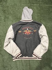 Vintage Mickey Mouse Disney Store Varsity Jacket Size Small Jean Bomber Hood
