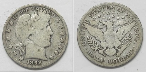 X6966  1898 Barber Half Dollar 50c, VG