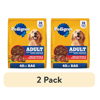 (2 pack) Pedigree Complete Nutrition Adult Steak & Vegetable Dry Dog Food 40 lb