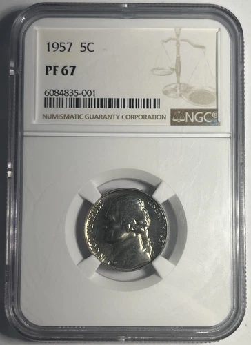 1957 PROOF JEFFERSON NICKEL GRADED NGC PR67