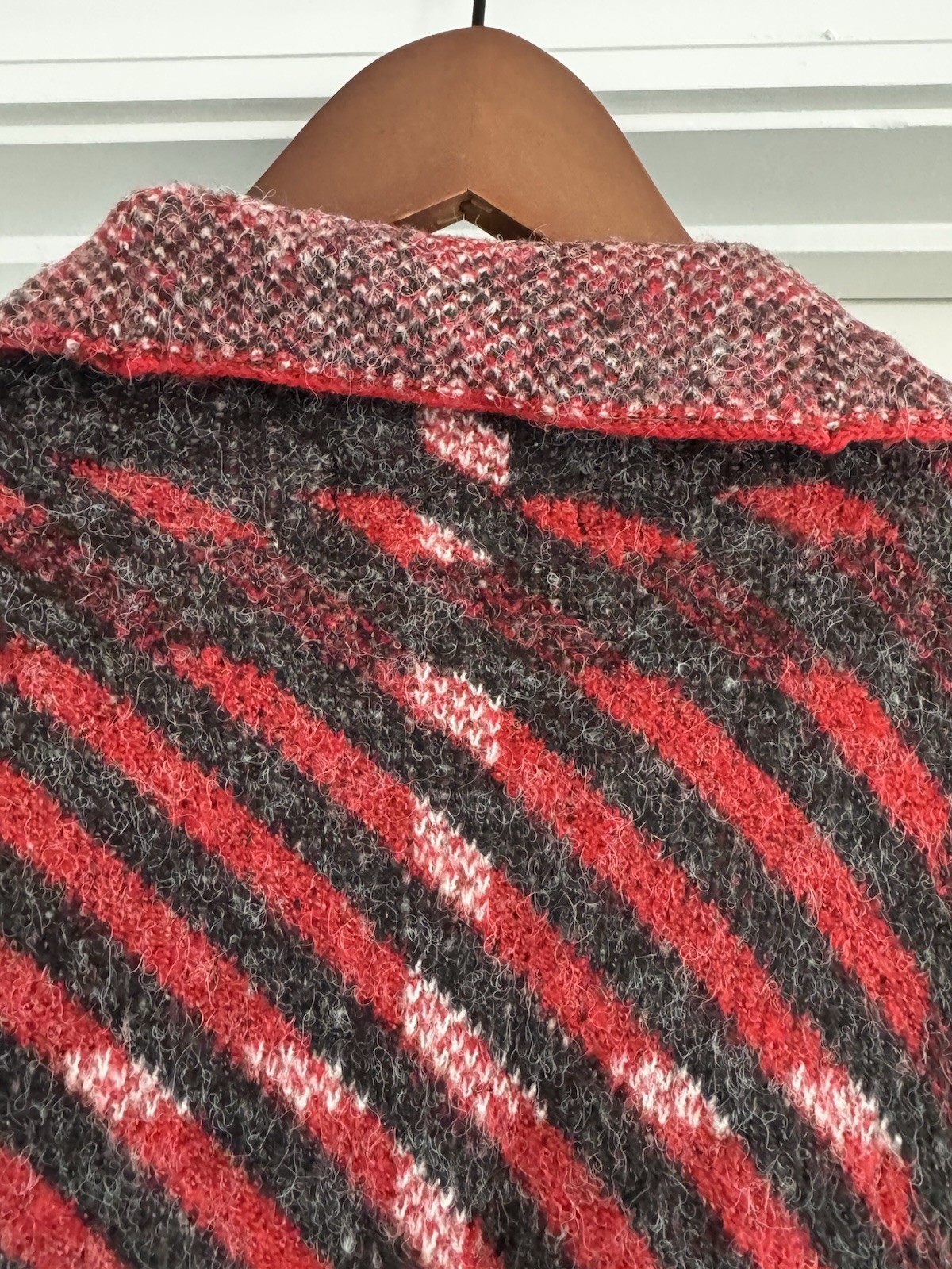 Checkered Black Red Holiday Cardigan Open Long Po… - image 8