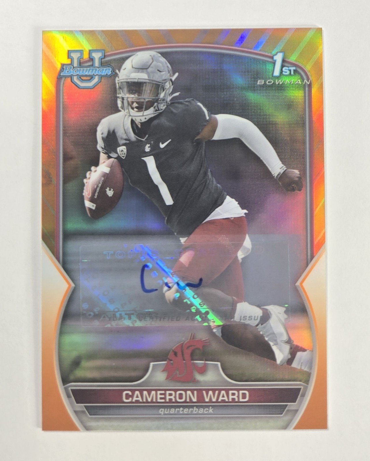 2022 Bowman U Chrome Orange Refractor Auto #34 Cam Ward - Rookie RC - SSP - /25