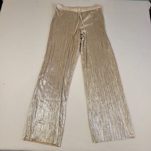 Victoria's Secret Glanz Plissee Lounge Hose Champagner Gold Damen Gr. M Kordelzug - Bild 1 von 14
