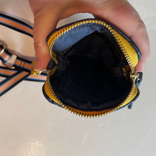 Sondra Roberts Squared Quilted Mini Crossbody Bag Blue Yellow Cellphone Purse - Picture 5 of 8