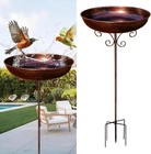 Vintage Metal Bird Bath Bowl – Outdoor Garden Feeder with 5-Prong Base