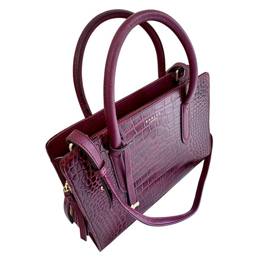Cartera de cuero en relieve RADLEY LONDON Liverpool Street Croc borgoña nueva con etiquetas - Imagen 4 de 12