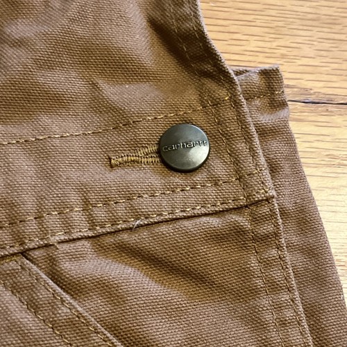 Carhartt Boys Bib Overall 4T Brown Carpenter Canvas Logo Double Knee Loose Fit - Picture 5 of 11