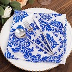 100 pcs Royal Blue White 20x20" FLOCKING TABLE NAPKINS Wedding Party Kitchen