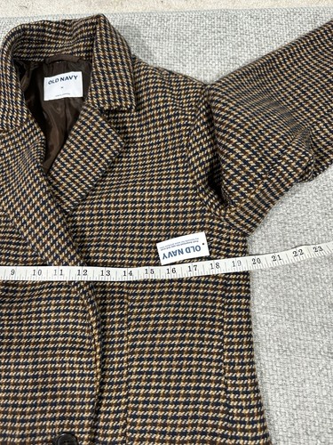 Old Navy Blazer Womens Medium Brown Plaid Double Breasted Academia Preppy - Picture 4 of 10
