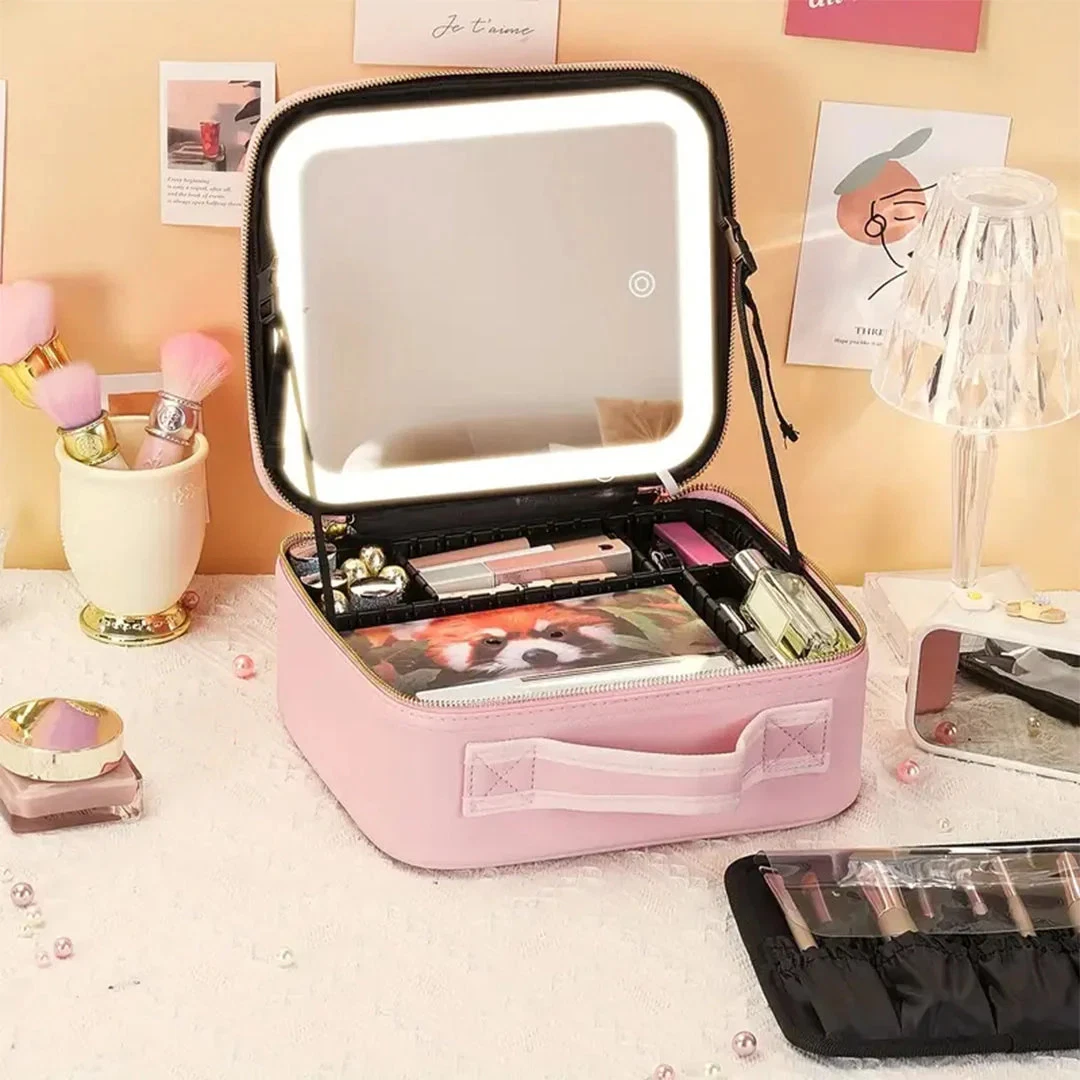 LED Makeup Organizer Case with Lighted Mirror and Adjustable Compartments
Opens in a new window or t
