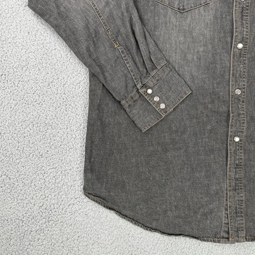 Vintage Structure Denim Western Pearl Snap Shirt Men 2XL Blue Sawtooth Pockets - Picture 13 of 19