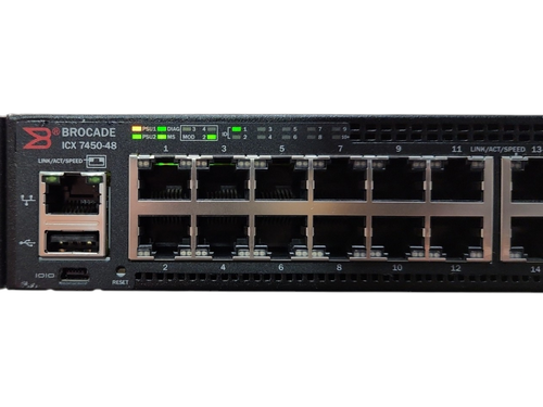 Brocade ICX 7450-48 | 48-Port Gigabit Switch w/ ICX7400-4X10GF SFP+ Module - Picture 3 of 4