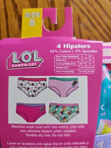 2 PK 4 CT New LOL SURPRISE Girls PANTIES Hipster UNDERWEAR Premium Cotton SIZE 8 - Picture 4 of 5