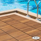 36Pcs Hardwood Interlocking Patio Deck Tiles Wood Flooring DIY Outdoor 12''x12''