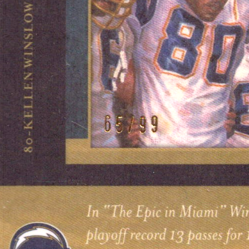 2008 UD Masterpieces # 52 Kellen Winslow Sr. BRAUN #'d 65/99 - Bild 3 von 3
