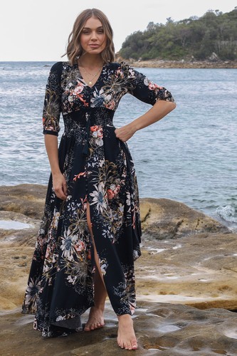 JAASE - Indiana Maxi Dress: Lace Back Shirred Waist A Line Dress with Handker... - Picture 15 of 20