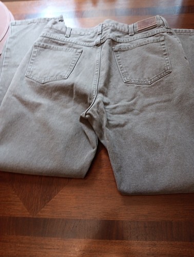 LL Bean Jeans Denim 35x31 Double L Khaki Green Vintage - Picture 9 of 12